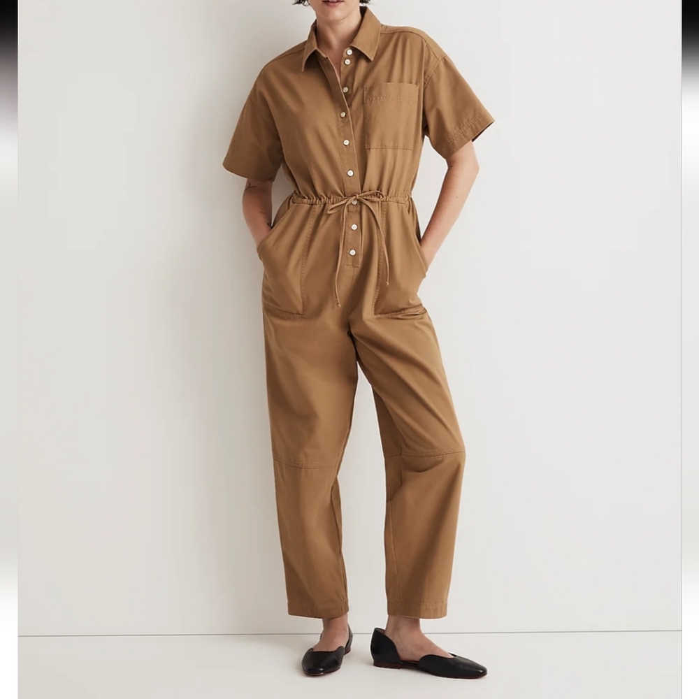 Madewell Wide Leg Jumpsuit in Camel Brown